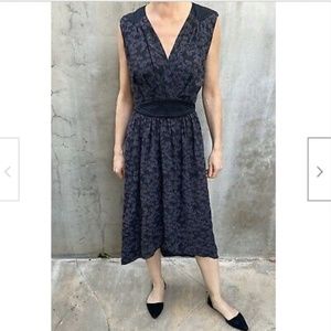 Rebecca Taylor Black Gray Print 100% Silk Dress 6